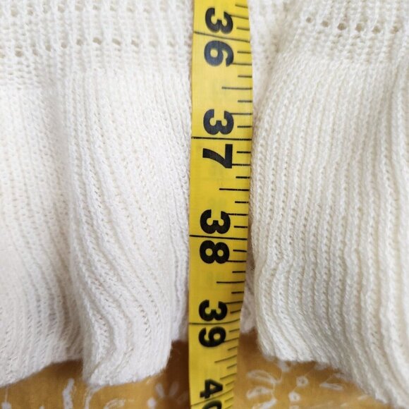 House of Harlow 1960 Cream Knit Ruffle Midi Dress Size Large Square Neck Flutter - Picture 9 of 15